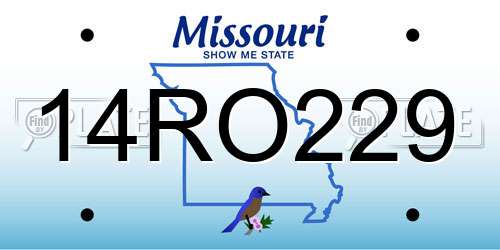 14RO229 Missouri License Plate