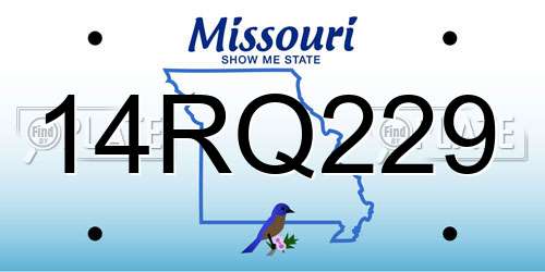 14RQ229 Missouri License Plate
