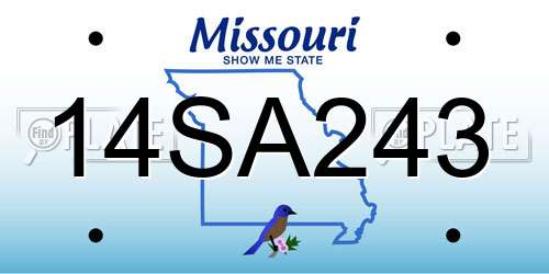 14SA243 Missouri License Plate