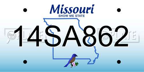 14SA862 Missouri License Plate