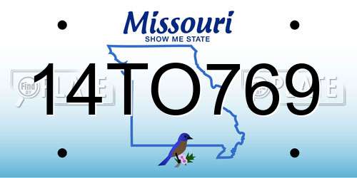 14TO769 Missouri License Plate