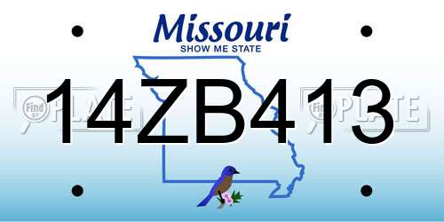 14ZB413 Missouri License Plate