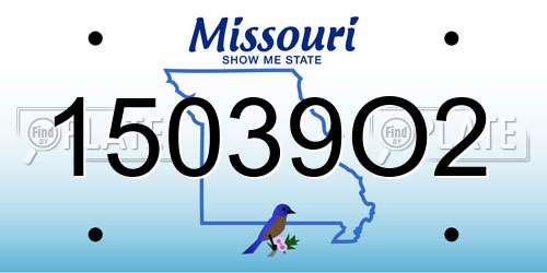 15039O2 Missouri License Plate