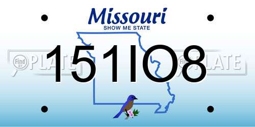 151IO8 Missouri License Plate