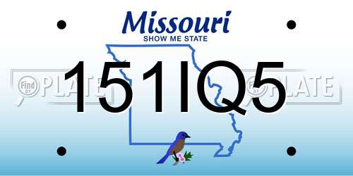 151IQ5 Missouri License Plate