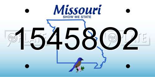15458O2 Missouri License Plate