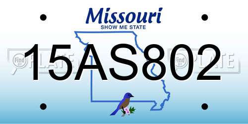 15AS802 Missouri License Plate