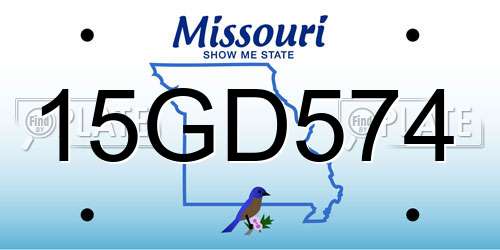 15GD574 Missouri License Plate