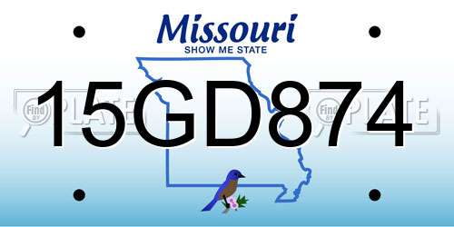 15GD874 Missouri License Plate