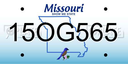 15OG565 Missouri License Plate
