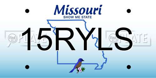 15RYLS Missouri License Plate