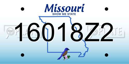 16018Z2 Missouri License Plate