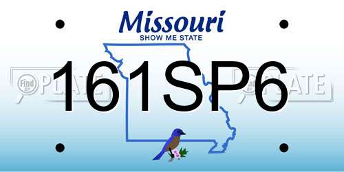 161SP6 Missouri License Plate