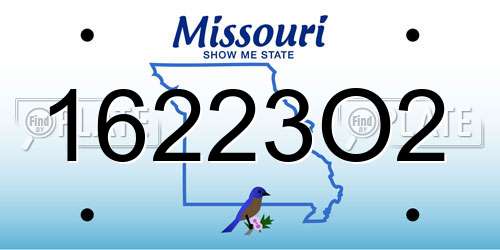 16223O2 Missouri License Plate
