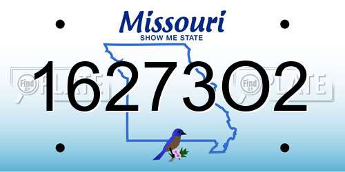 16273O2 Missouri License Plate