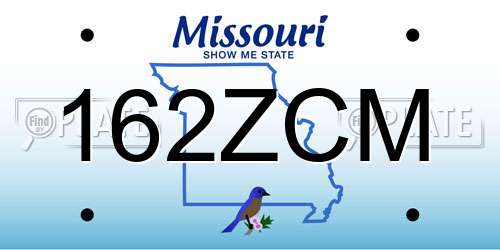 162ZCM Missouri License Plate