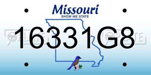 16331G8 Missouri License Plate