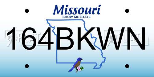 164BKWN Missouri License Plate