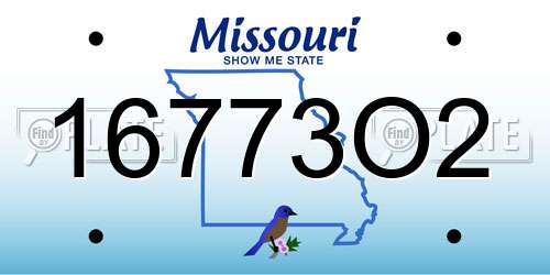 16773O2 Missouri License Plate