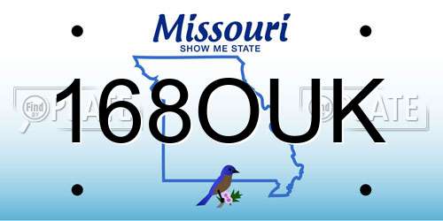 168OUK Missouri License Plate