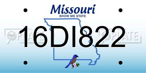 16DI822 Missouri License Plate