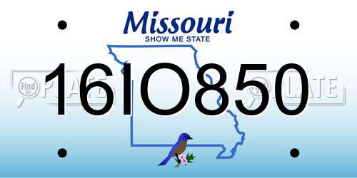 16IO850 Missouri License Plate