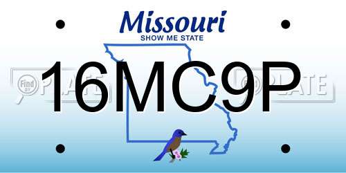 16MC9P Missouri License Plate