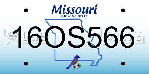 16OS566 Missouri License Plate