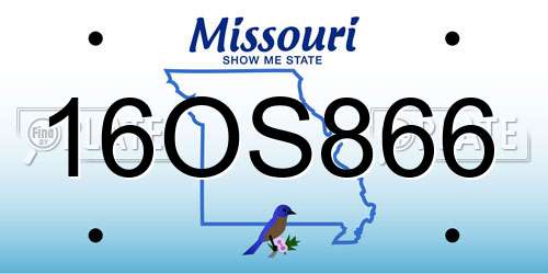 16OS866 Missouri License Plate