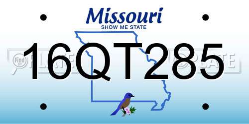 16QT285 Missouri License Plate