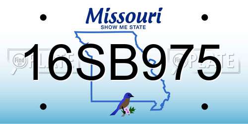16SB975 Missouri License Plate