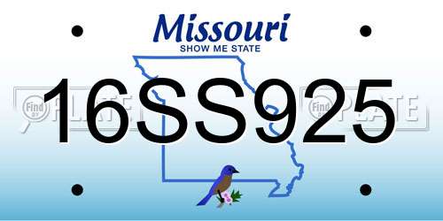 16SS925 Missouri License Plate