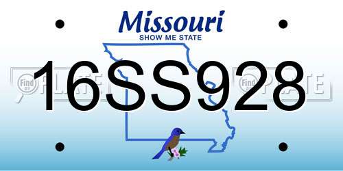 16SS928 Missouri License Plate