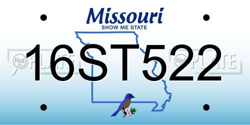 16ST522 Missouri License Plate