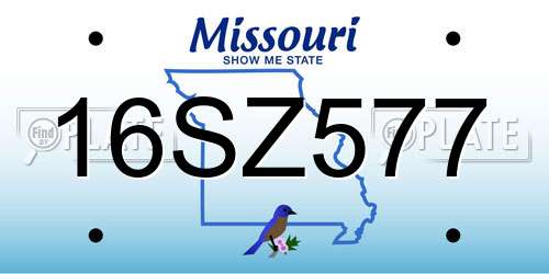 16SZ577 Missouri License Plate