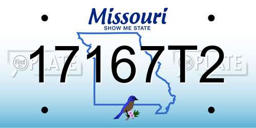 17167T2 Missouri License Plate