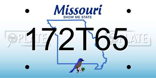 172T65 Missouri License Plate