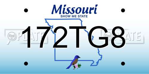 172TG8 Missouri License Plate