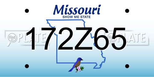 172Z65 Missouri License Plate