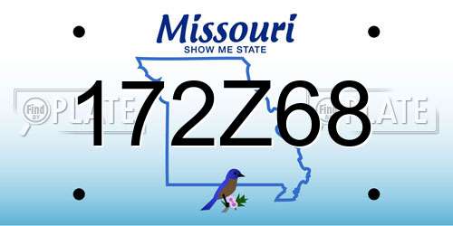 172Z68 Missouri License Plate
