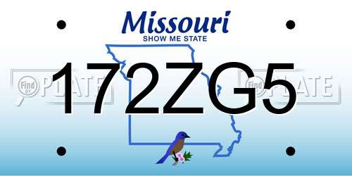 172ZG5 Missouri License Plate