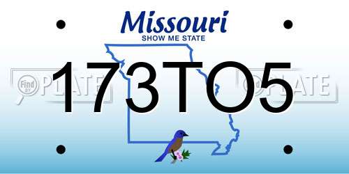 173TO5 Missouri License Plate