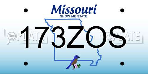 173ZOS Missouri License Plate
