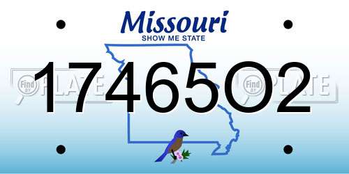 17465O2 Missouri License Plate