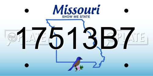 17513B7 Missouri License Plate