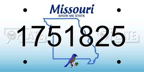 1751825 Missouri License Plate