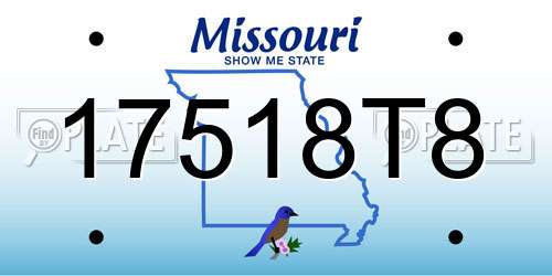17518T8 Missouri License Plate