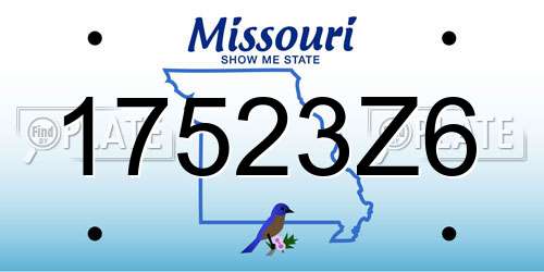 17523Z6 Missouri License Plate