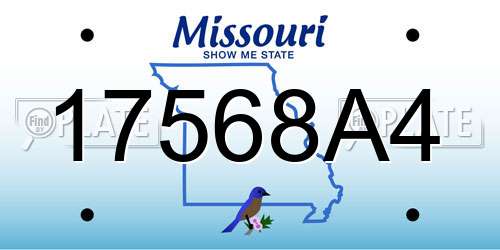 17568A4 Missouri License Plate