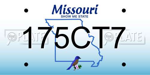 175CT7 Missouri License Plate